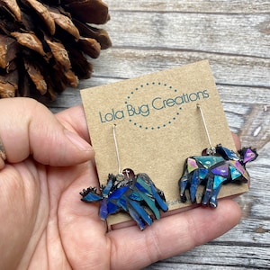 Glass Mosaic and resin Moose Earrings