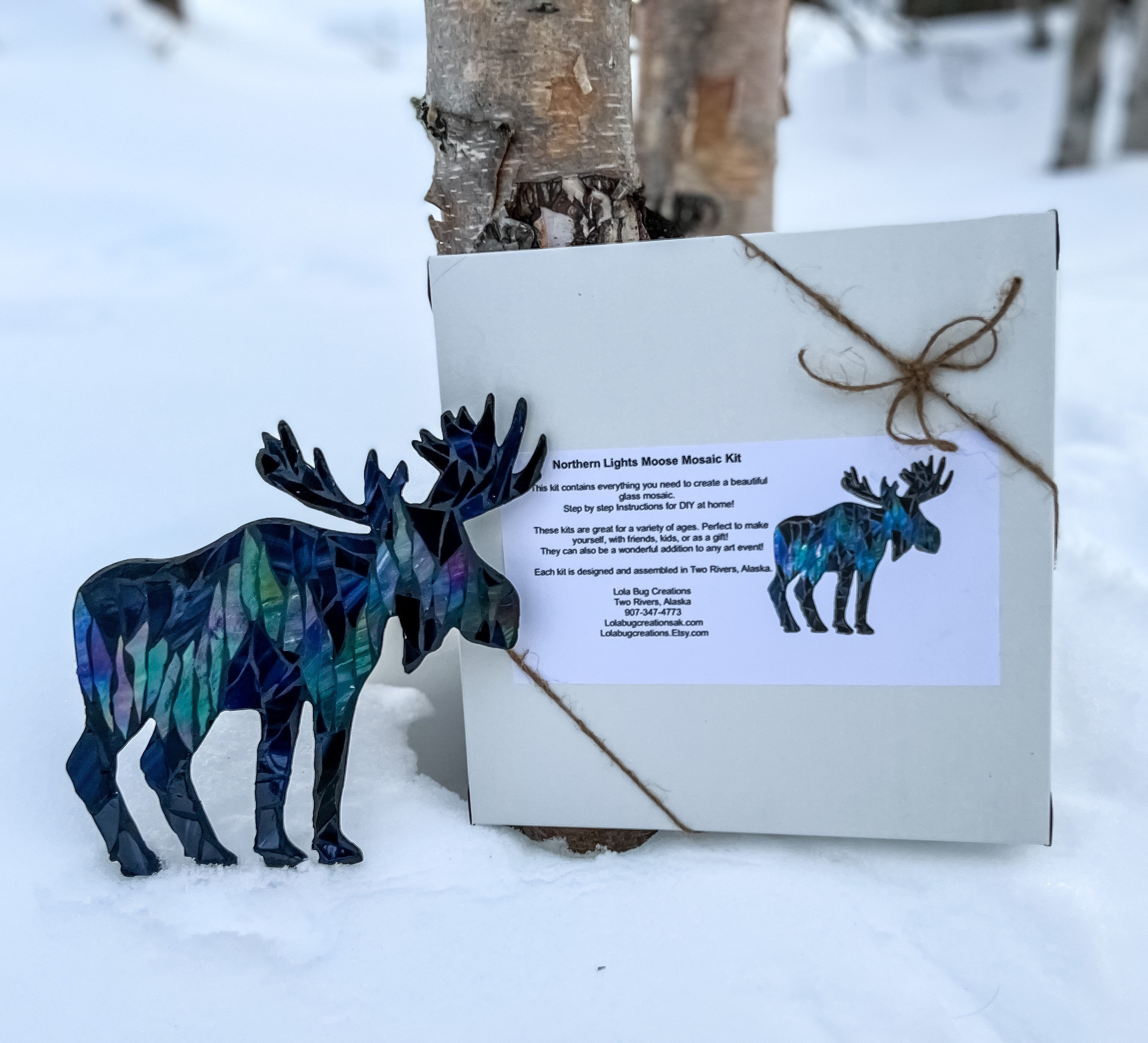 Northern Lights Moose Glass Mosaic Kit DIY 