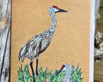 Sandhill Crane Family Mosaic Note Card