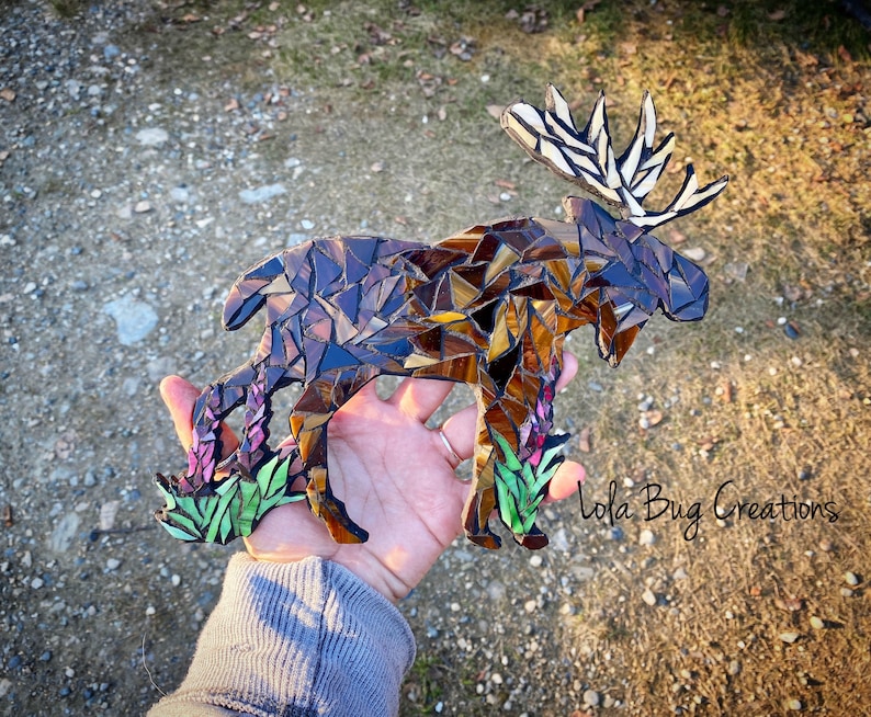 Moose with Fireweed glass Mosaic image 1