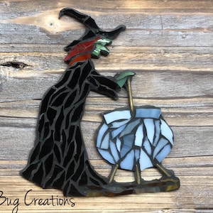 Witch with a cauldron glass mosaic