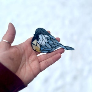 Chickadee Bird Magnet/ Hanging Glass Mosaic Kit DIY image 2