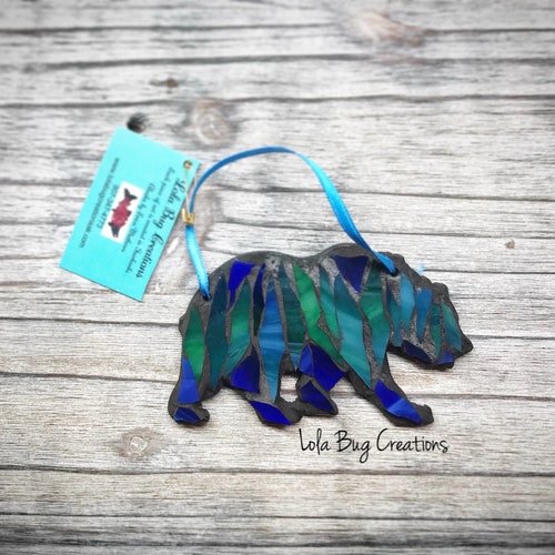 Northern lights bear glass mosaic