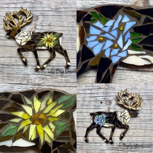 Caribou with Flower glass Mosaic image 3