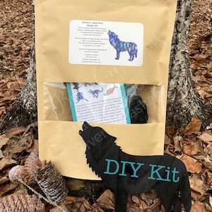 Northern Lights Wolf Glass Mosaic Kit - DIY- Make it yourself- Do it yourself