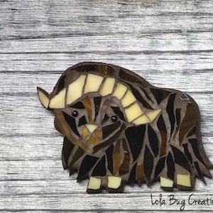 Walking Muskox glass mosaic