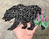 Bear with Fireweed glass Mosaic