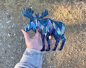 Northern Lights Moose Aqua with iridescent glass Mosaic