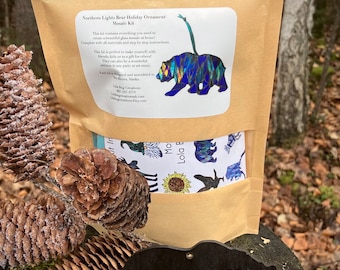 Northern Lights Bear Ornament Glass Mosaic Kit - DIY -Make it yourself- Do it yourself