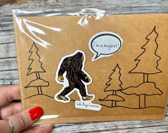 Craft Note Card with Sasquatch/ Bigfoot  Magnet!