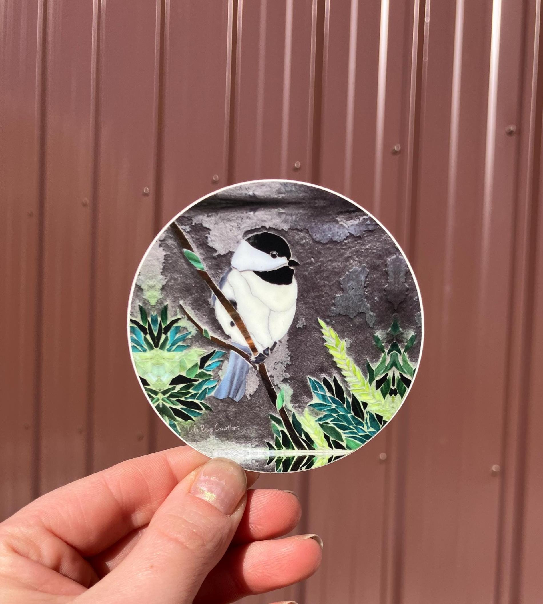 Round Chickadee Vinyl Sticker - Etsy