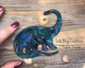 Brontosaurus dinosaur glass mosaic