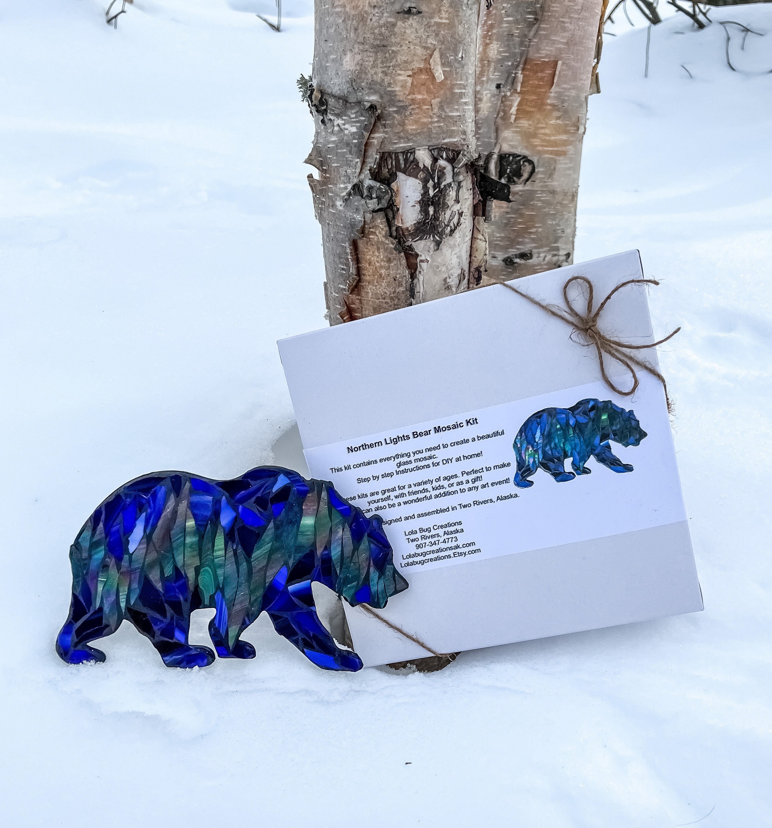 Northern Lights Bear Glass Mosaic Kit DIY 