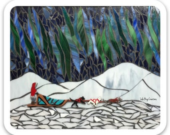 Mushing Under the Northern Lights Vinyl Sticker
