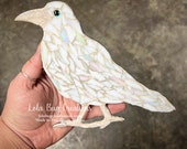 Perched White Albino Raven Glass Mosaic