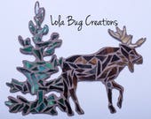 Moose in Trees  glass mosaic