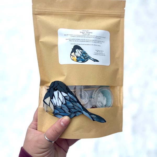 Chickadee Bird Magnet/ Hanging Glass Mosaic Kit - DIY