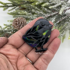 Mini baby Raven  -Glass Mosaic Magnet