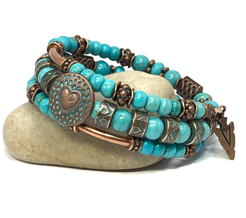 Turquoise and Copper Bracelet Mens Turquoise Bracelet Etsy