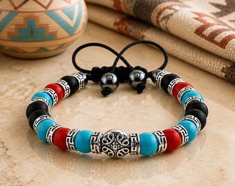 Southwestern Inspired Adjustable Braided Macrame Bracelet | Gifts for Him Her