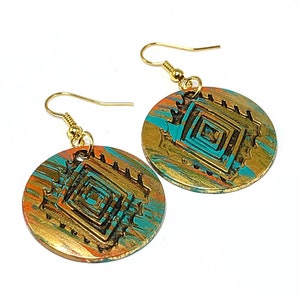 Hippie Earrings for Women, Aztec Inspired Earrings, Tribal Earrings, Painted Earrings