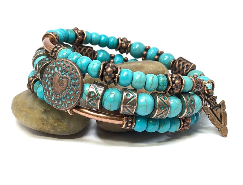 Turquoise and Copper Bracelet Mens Turquoise Bracelet Etsy