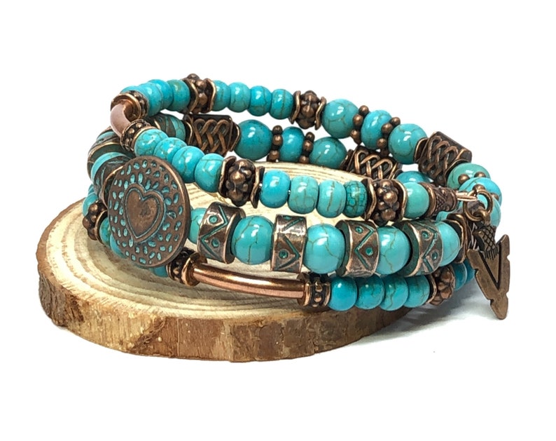 Turquoise and Copper Bracelet Mens Turquoise Bracelet Etsy