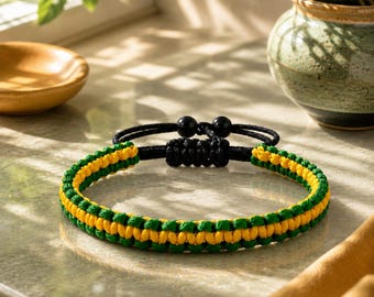 Geflochtene Jamaika Flagge Farbe Wrap verstellbar Armband für Männer Frauen