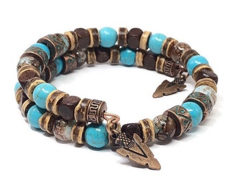 Men's Turquoise Bracelet, Gift Ideas for Him, Hippie Bracelet