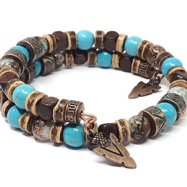 Men's Turquoise Bracelet, Gift Ideas for Him, Hippie Bracelet