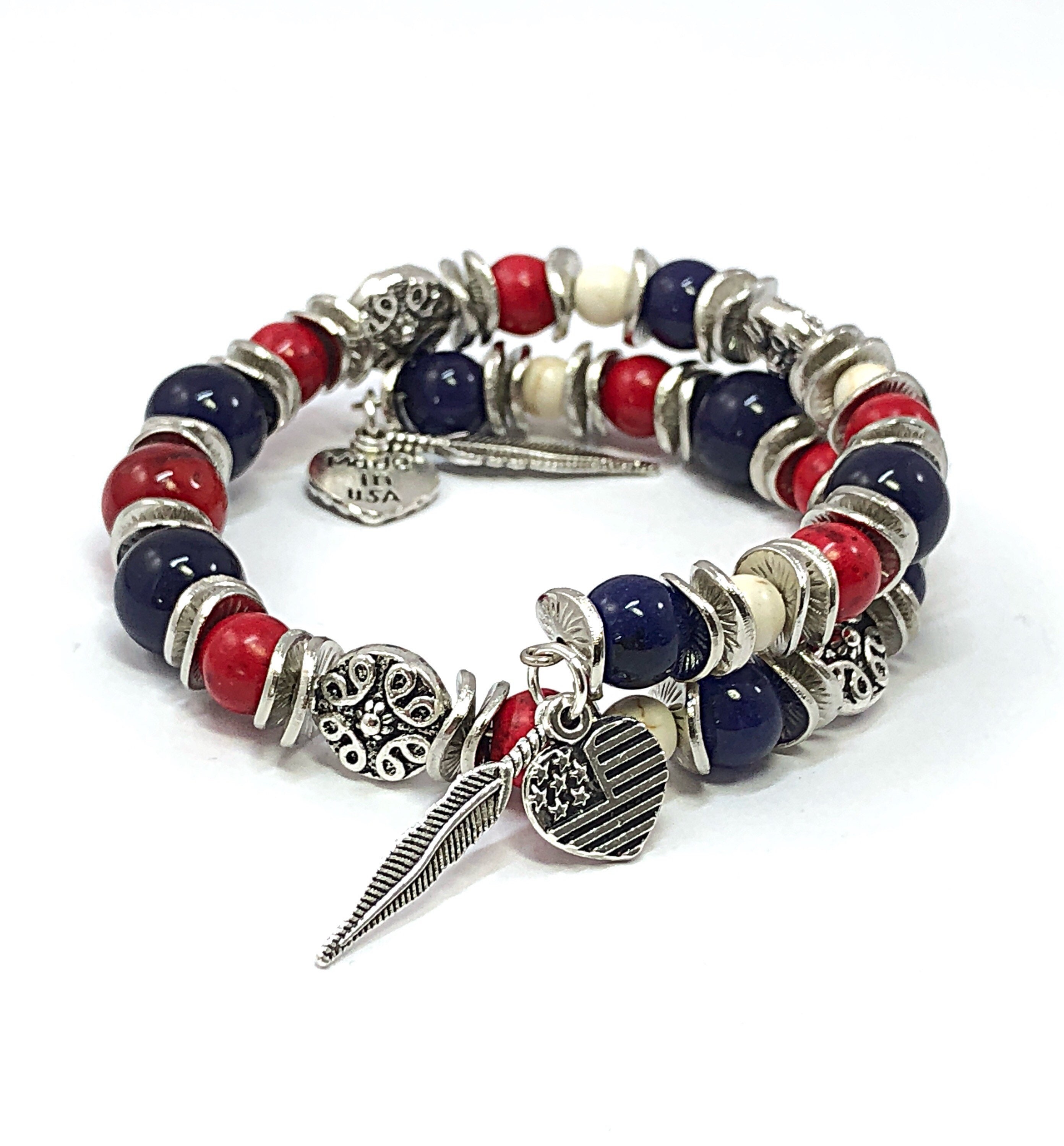 Cuff bracelet American Flag Bracelet Patriotic Jewellery 4th of July Accessories Red White and Blue jewellery Unisex jewellery