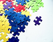 Party Confetti Puzzle shape die cut, hand punched in cardstock paper medium 1x2 inch jig saw puzzle DIY embellishment choose color & qty
