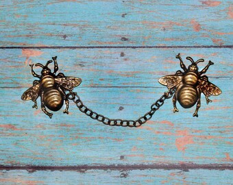 Bronze Busy Bee Sweater Guard Clips