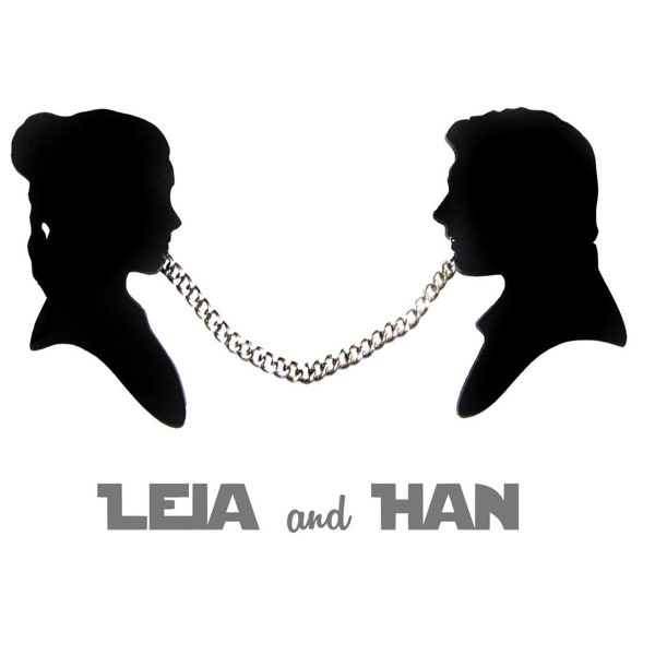 Han Solo and Leia Silhouette Sweater Clips - STAR WARS pin guards ~ geeky chic girl ~ Star Wars fan