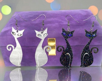 Atomic Cat Earrings- Ready to Ship Vintage Retro Pin up Jewelry