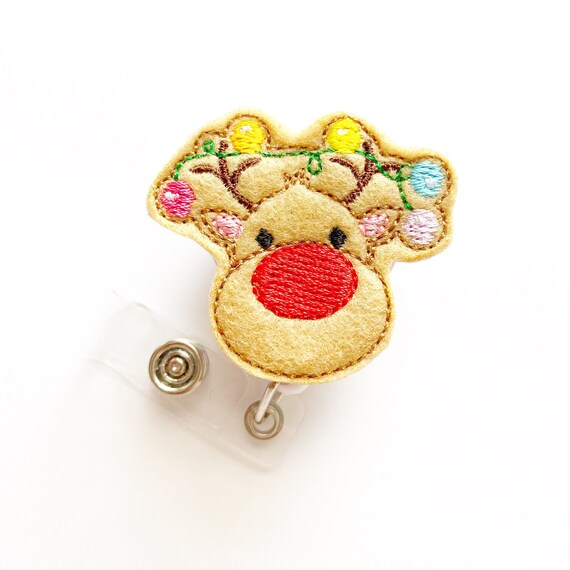 Christmas Lighted Reindeer Badge Reel - Christmas Nurse Badge Reel - Nurse Badge Holder - Reindeer Badge Reel - Winter Badge Reel Il_570xn