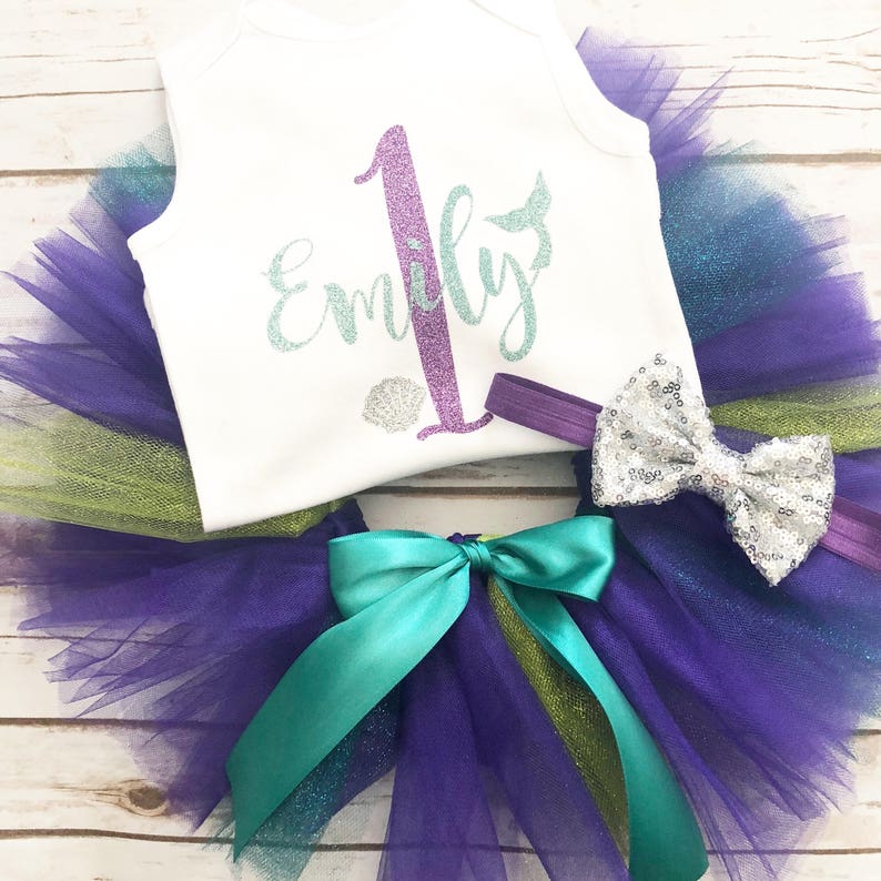 Mermaid First Birthday Outfit Tutu Under the Sea Cake Smash Mermaid Birthday Birthday Shirt One Cake Topper 1st Birthday