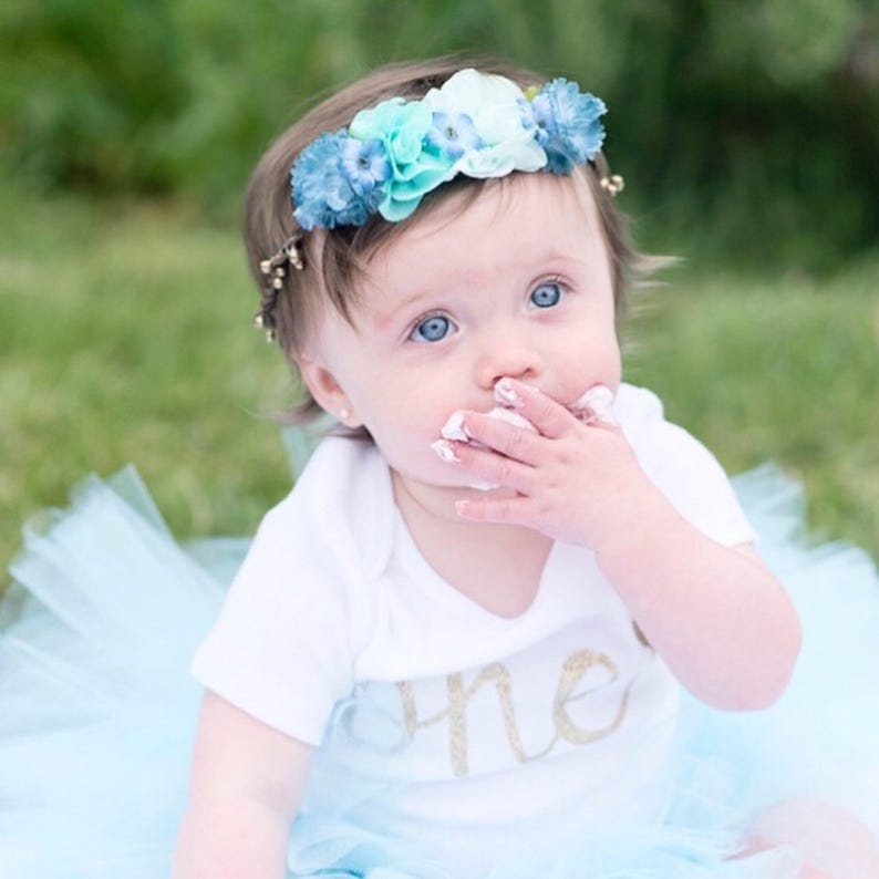 Cake Topper 1st Birthday First Birthday Outfit Girl 1st Birthday Outfit Winter First Birthday Tutu Cake Smash Blue and Gold
