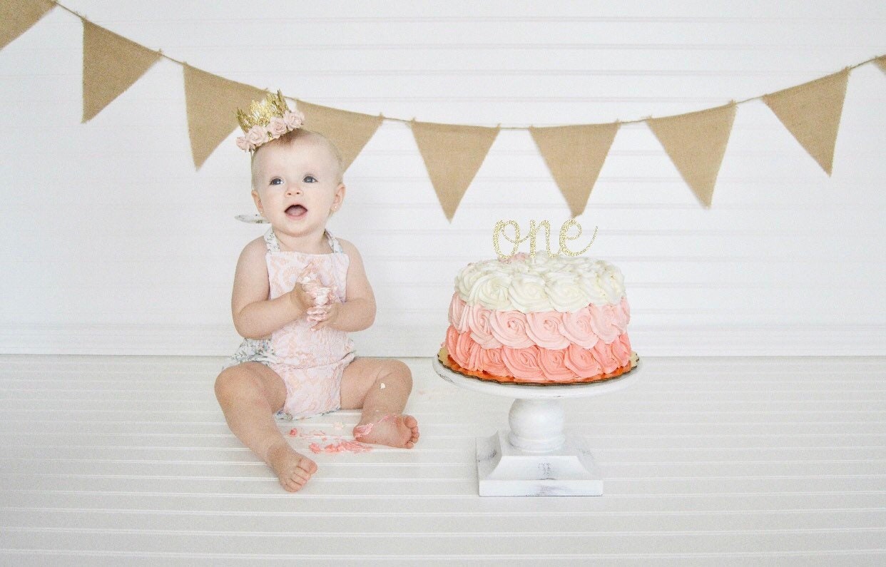 One Cake Topper First Birthday Girl Cake Topper 1st Etsy