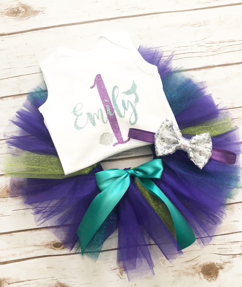 Mermaid First Birthday Outfit Tutu Under the Sea Cake Smash Mermaid Birthday Birthday Shirt One Cake Topper 1st Birthday