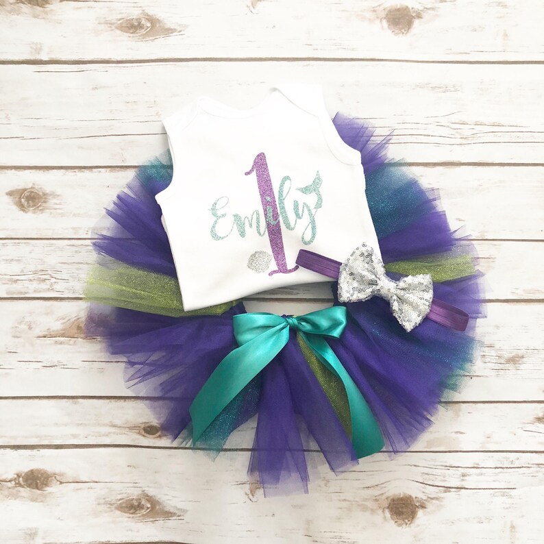 Mermaid First Birthday Outfit Tutu Under the Sea Cake Smash Mermaid Birthday Birthday Shirt One Cake Topper 1st Birthday