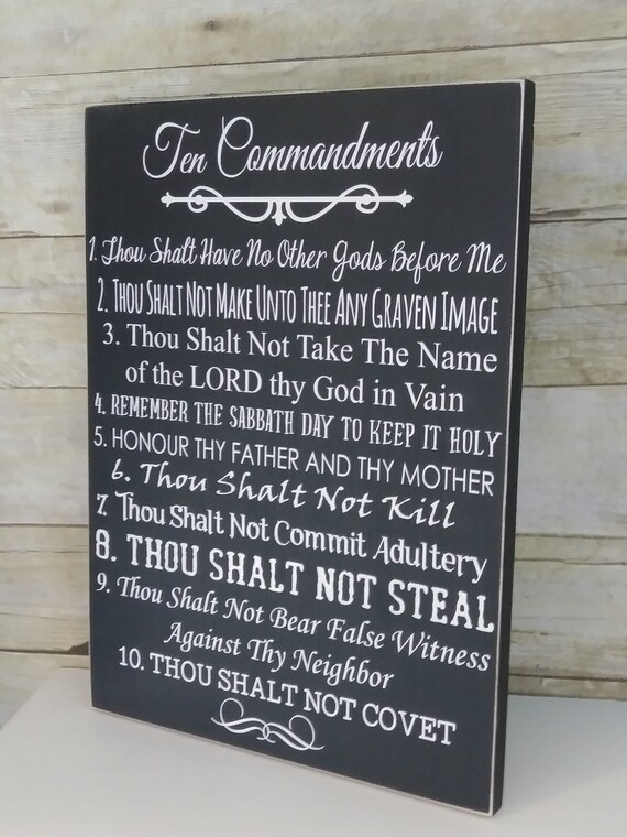 Religious Gift Idea Ten Commandments Wood Sign 10 - Ten Commandments Vinyl Wall Art Religious Gift Idea Ten Commandments Wood Sign 10 - Ten Commandments Vinyl Wall Art