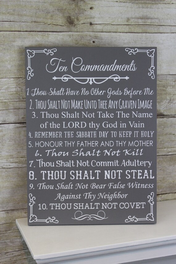 Ten Commandments Wood Sign 10 Wall Art Exodus 20 Inspirational Religious Home Decor