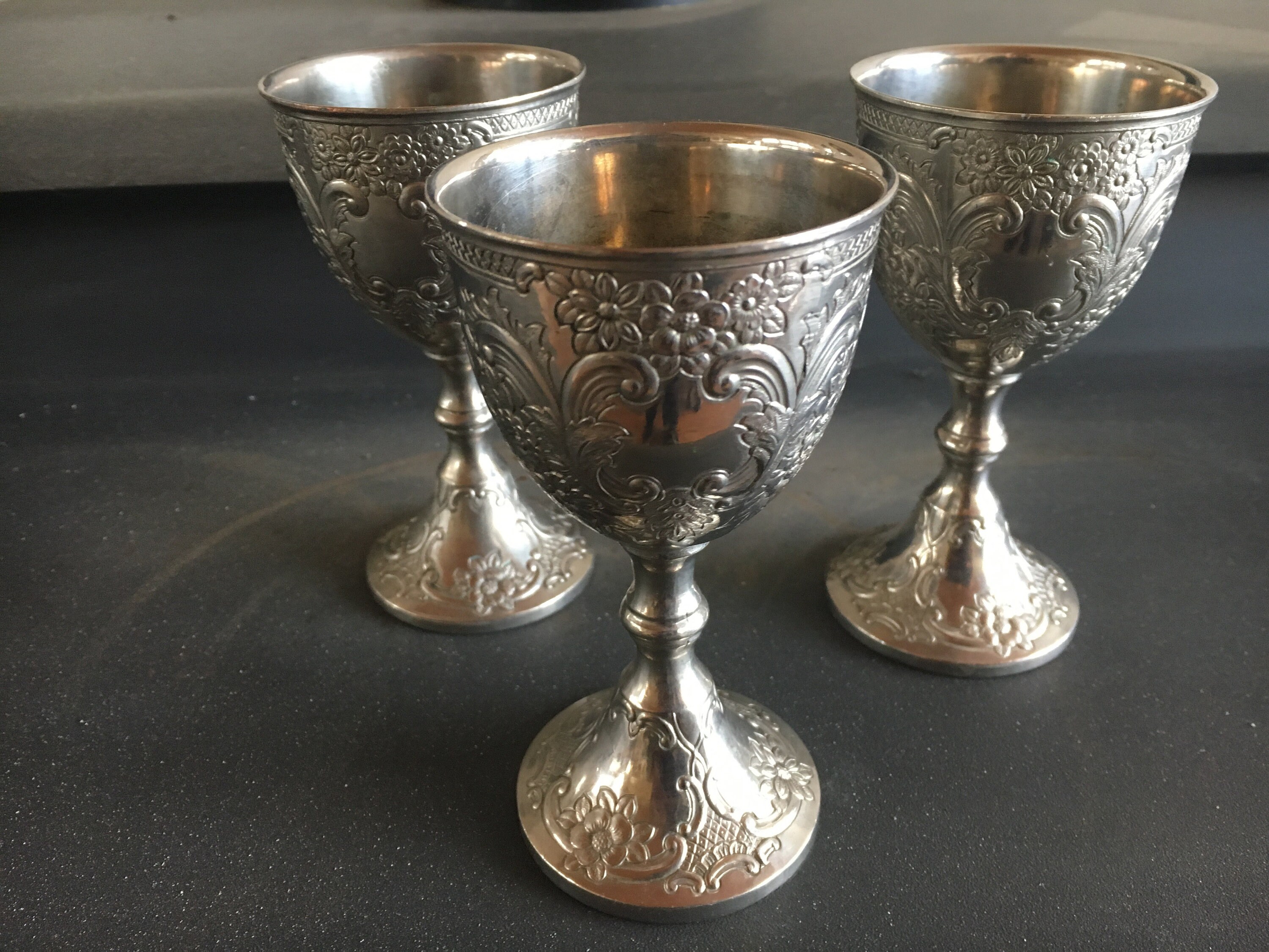 Three Small Goblets Silver Plate Markings 5 High Etsy