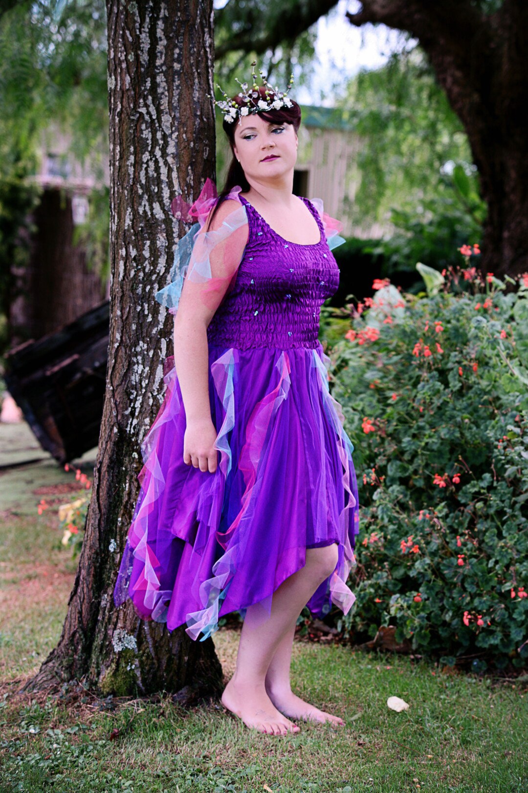 green emerald velvet dress Dreamy Pastel Lavender Prairie Dress S I Retro Fairy main image 0
