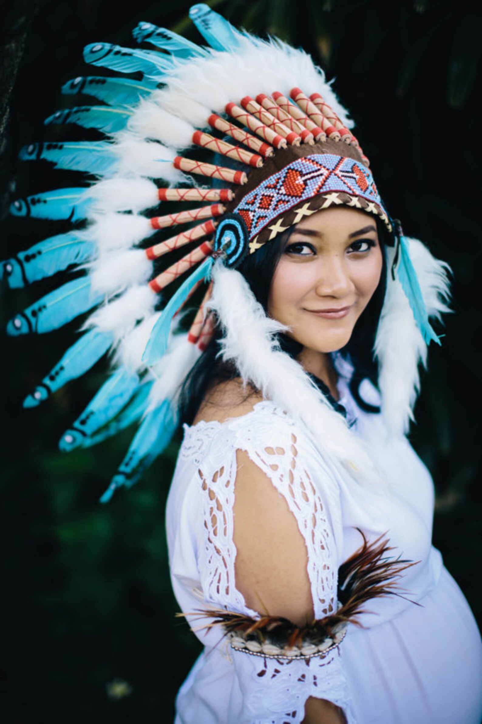 Native American Indian Style Faux Fur Feather Headdresses Etsy