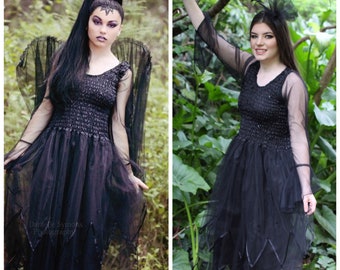 Disfraces de Halloween para mujer, de hada negra, gótico