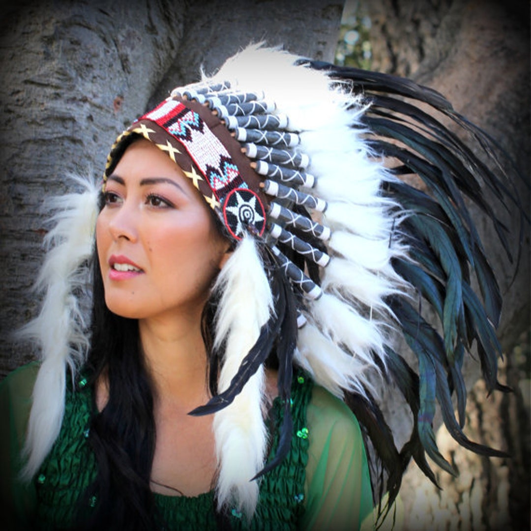 Adult Native American Feather Headband Indian Chief Headdress Party ...