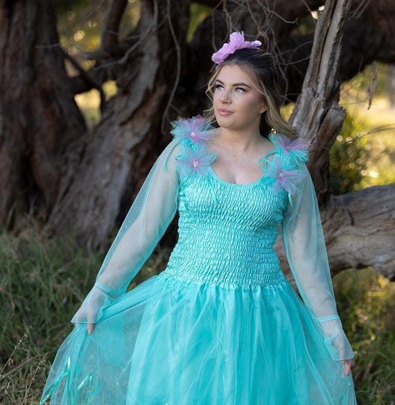 green emerald velvet dress Upscale Fantasy Fae Fairy Gown Light Colors- Convertible