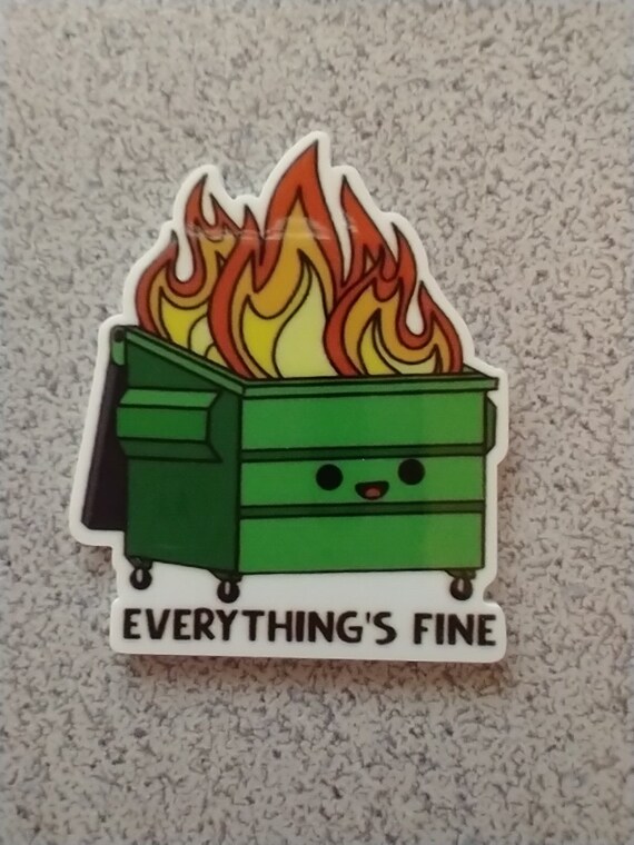 Everything's Fine Dumpster Fire Needleminder cross stitch | Etsy